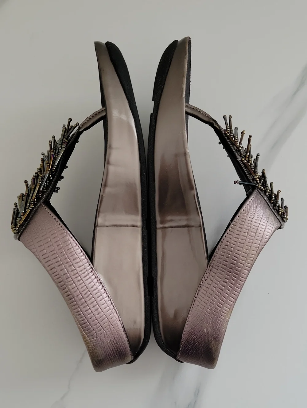 Fitflop Metallic Rose Gold Straps With Beaded Fringe Sandals - Picture 7 of 13